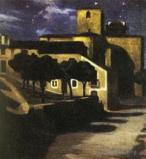 当代油画作品《1907,年阿维拉夜景》
