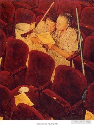 诺曼·珀西瓦尔·洛克威尔的当代艺术作品《剧院里的女佣,1946》